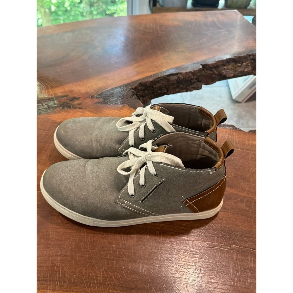 Men's Chukka Sneakers Gray Lace-Up Casual Shoes Size 10.5 Drexel Grey‎ Faux 2